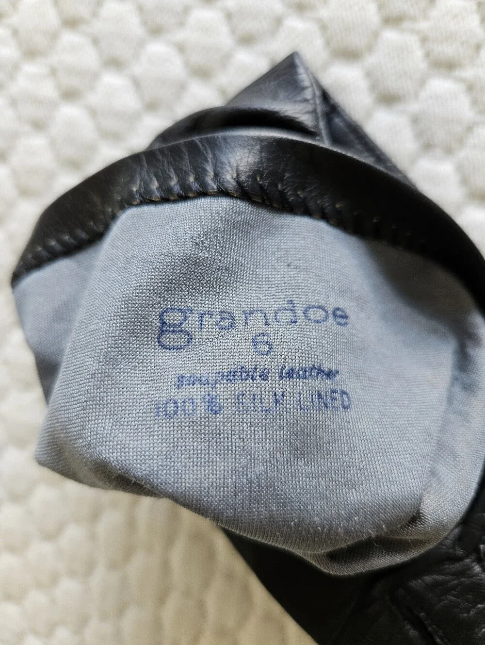 Vintage Grandoe Long Black Leather Gloves - Women